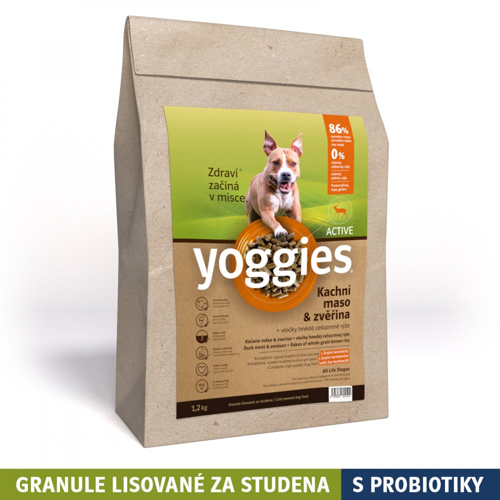 Levně Yoggies granule Active Kachna a zvěřina 1,2 kg