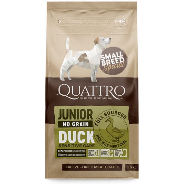 Levně QUATTRO Dog Dry SB Junior Kachna Velikost balení: 1,5kg