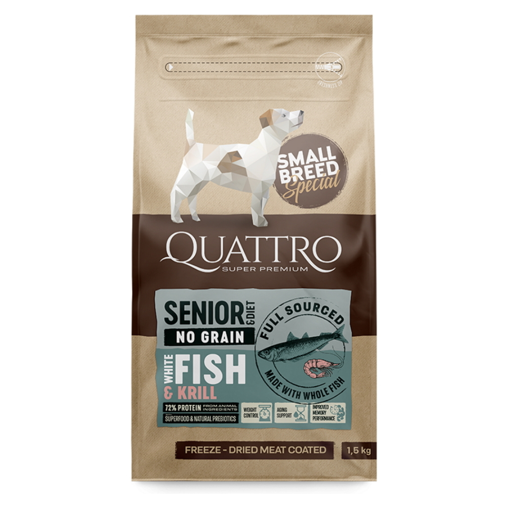 Levně QUATTRO Dog Dry SB Senior/Dieta Ryby&Krill Velikost balení: 1,5kg