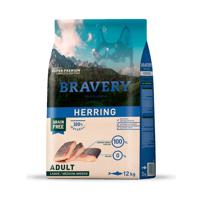 Levně Bravery dog ADULT MEDIUM/LARGE hering Velikost balení: 12kg