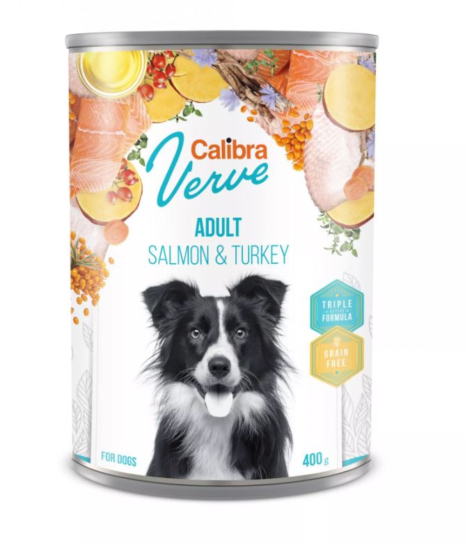 Levně Calibra Dog Verve konzerva GF Adult Salmon & Turkey 400g EXPIRACE 9/2023