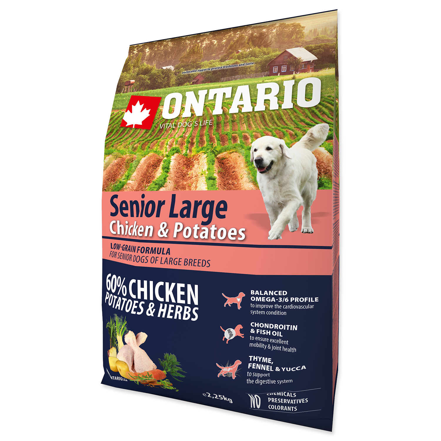 Levně ONTARIO Senior Large Chicken & Potatoes & Herbs 2,25kg