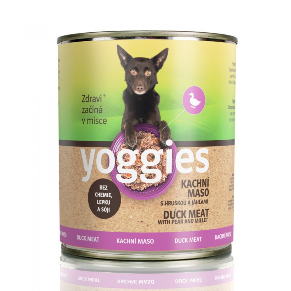 Levně Yoggies konzerva Kachní maso s hruškou a jáhlami 800g