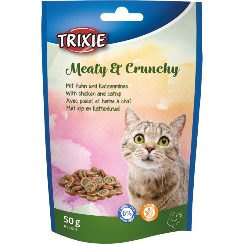 Levně Meaty & Crunchy - kuře s catnipem, křupavé masové pamlsky, 50 g