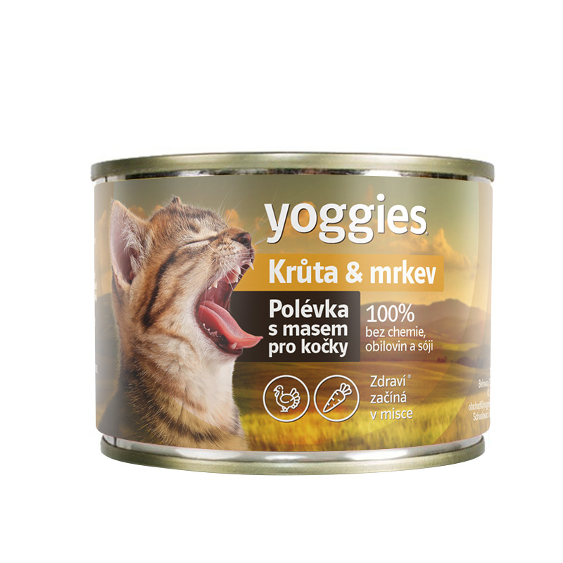 Yoggies Konzerva pro kočky – Krůta & mrkev 185g