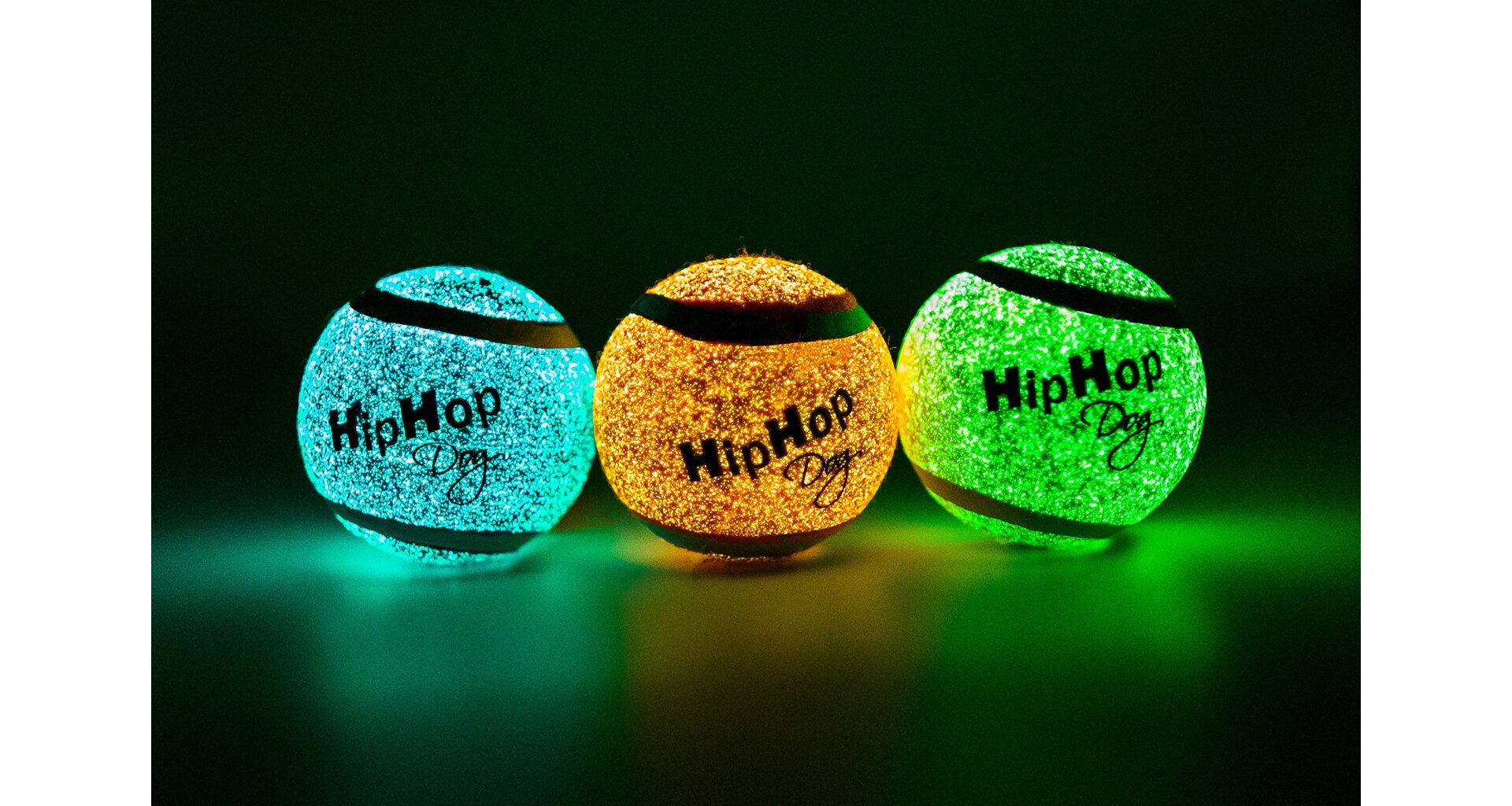 Levně Neonový ve tmě svítící tenis. míč 6,5 cm (3 ks/bal.) HIPHOP DOG