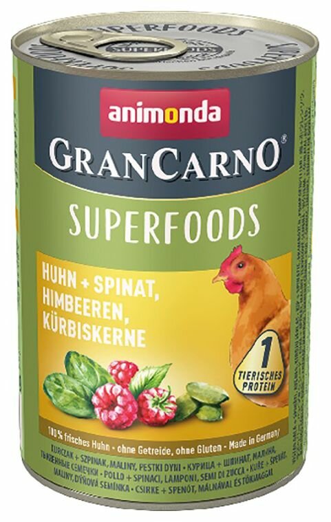 Levně Konzerva Animonda GranCarno Superfoods kuře a maliny 400g EXPIRACE 10/2023