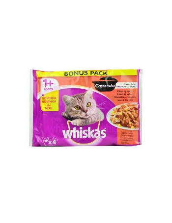 Levně Whiskas kapsa Casserole klasický výběr v želé 4x85g EXPIRACE 11/2023