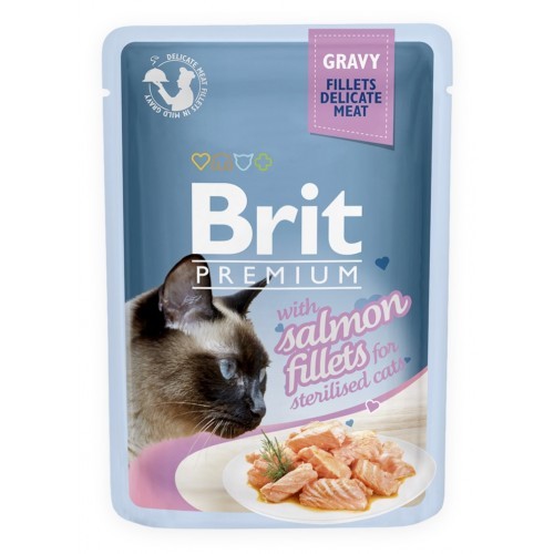 Levně Brit premium cat kaps.filety s lososem ve šťávě steril. 85g
