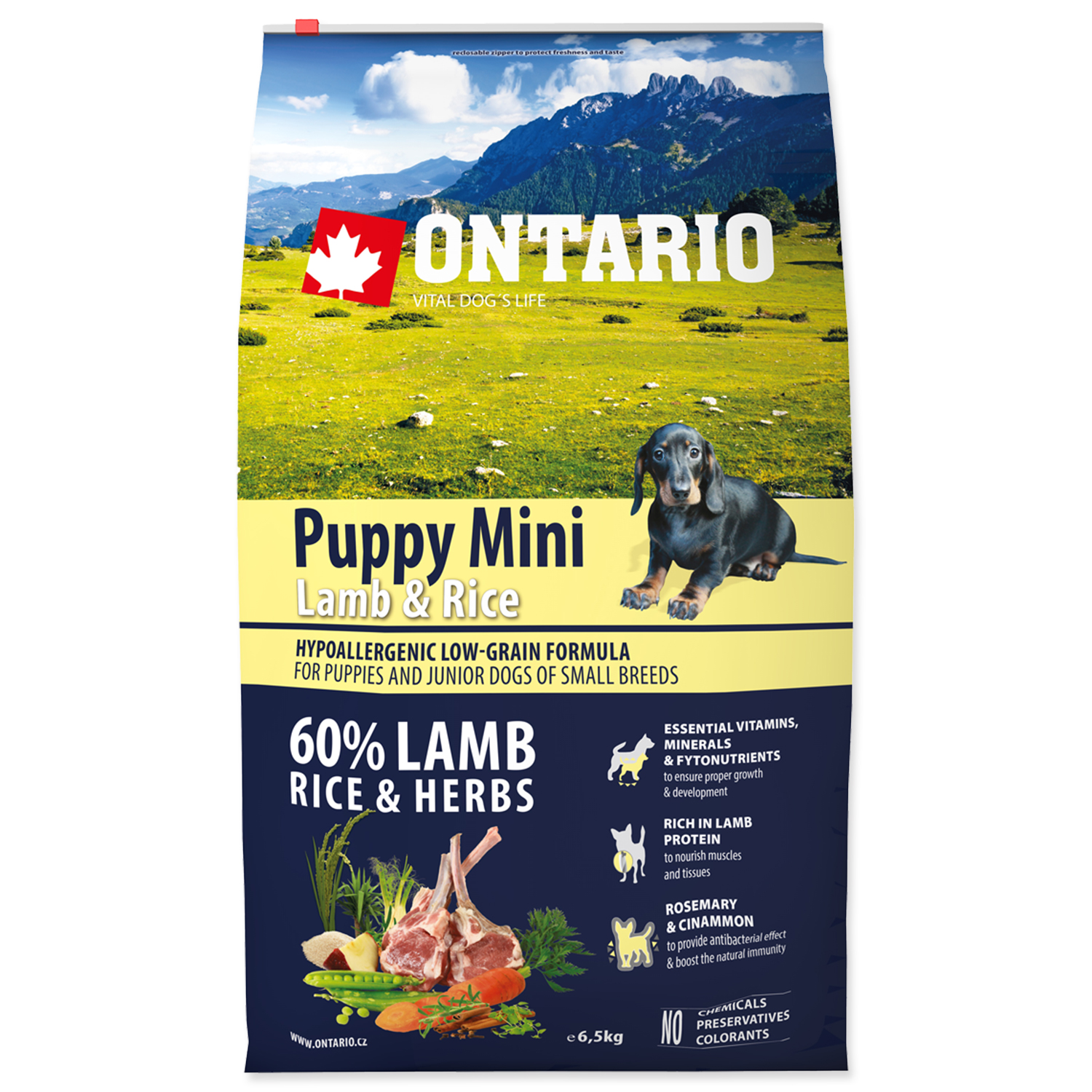 Levně ONTARIO Puppy Mini Lamb & Rice Velikost balení: 6,5kg