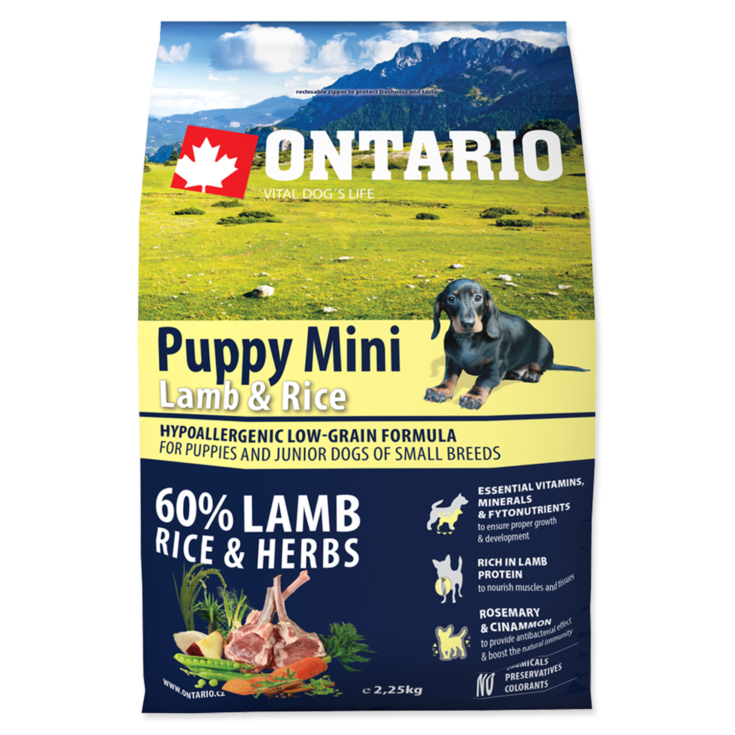 Levně ONTARIO Puppy Mini Lamb & Rice Velikost balení: 2,25 kg