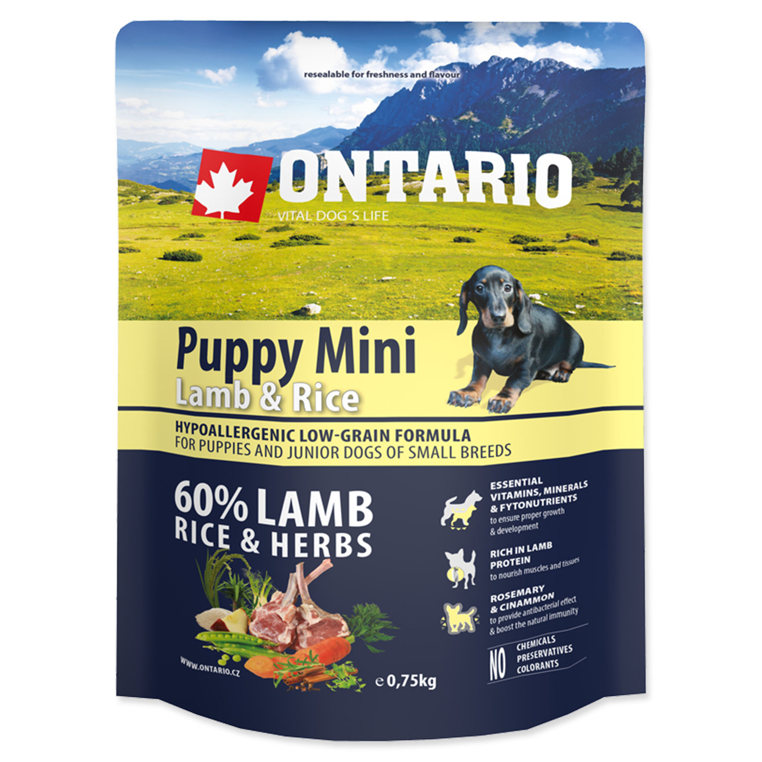 Levně ONTARIO Puppy Mini Lamb & Rice Velikost balení: 0,75 kg