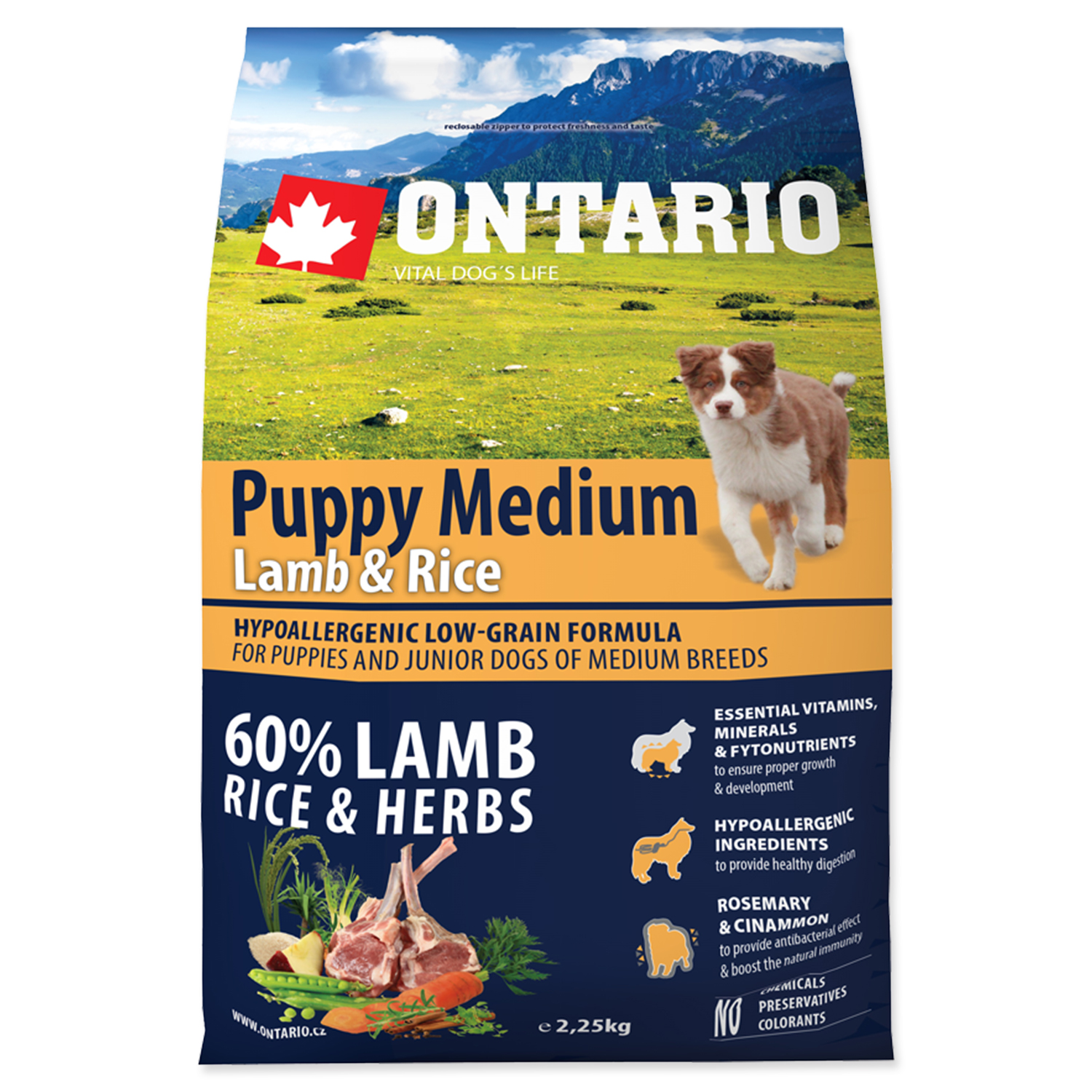 Levně ONTARIO Puppy Medium Lamb & Rice Velikost balení: 2,25 kg