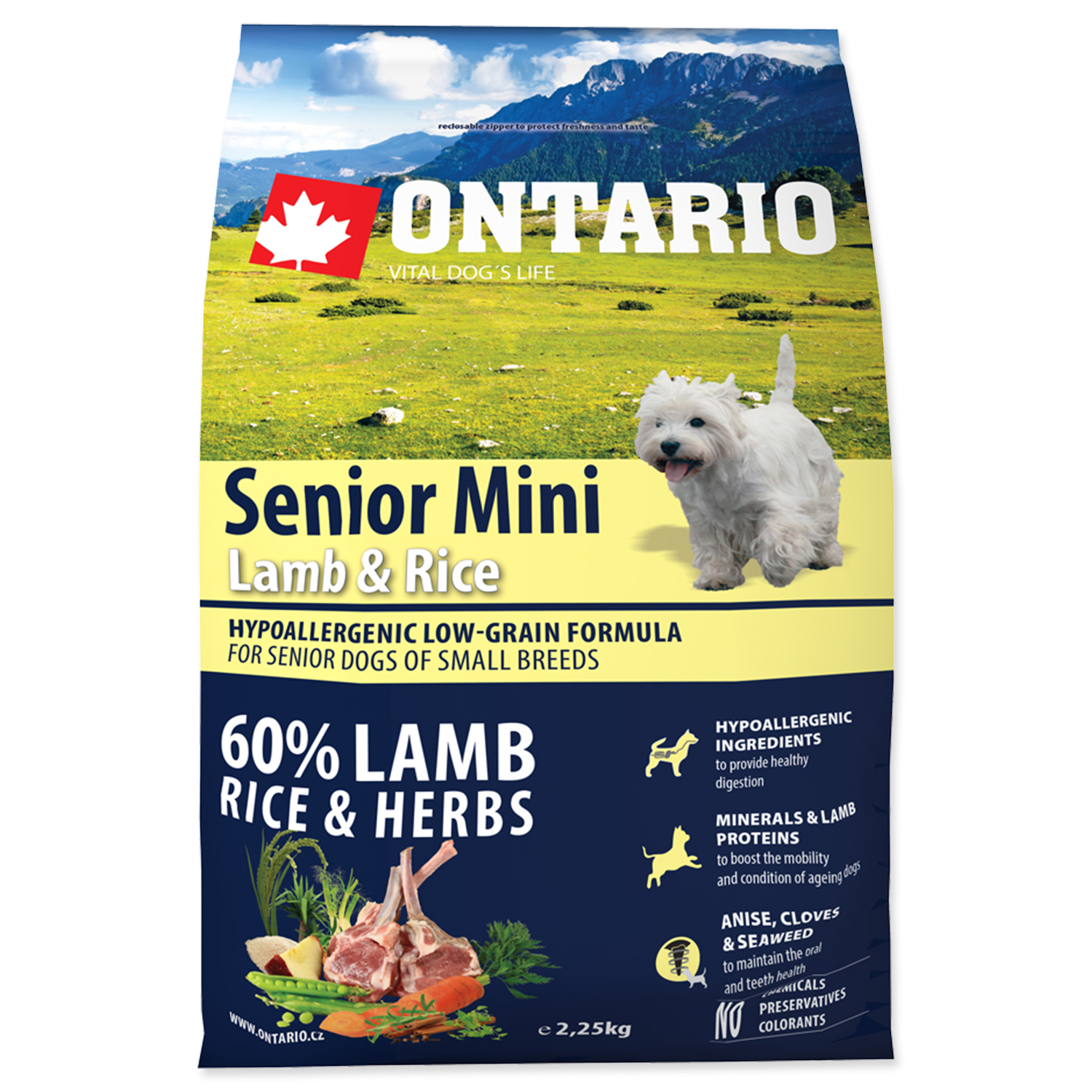 Levně ONTARIO Senior Mini Lamb & Rice Velikost balení: 2,25 kg