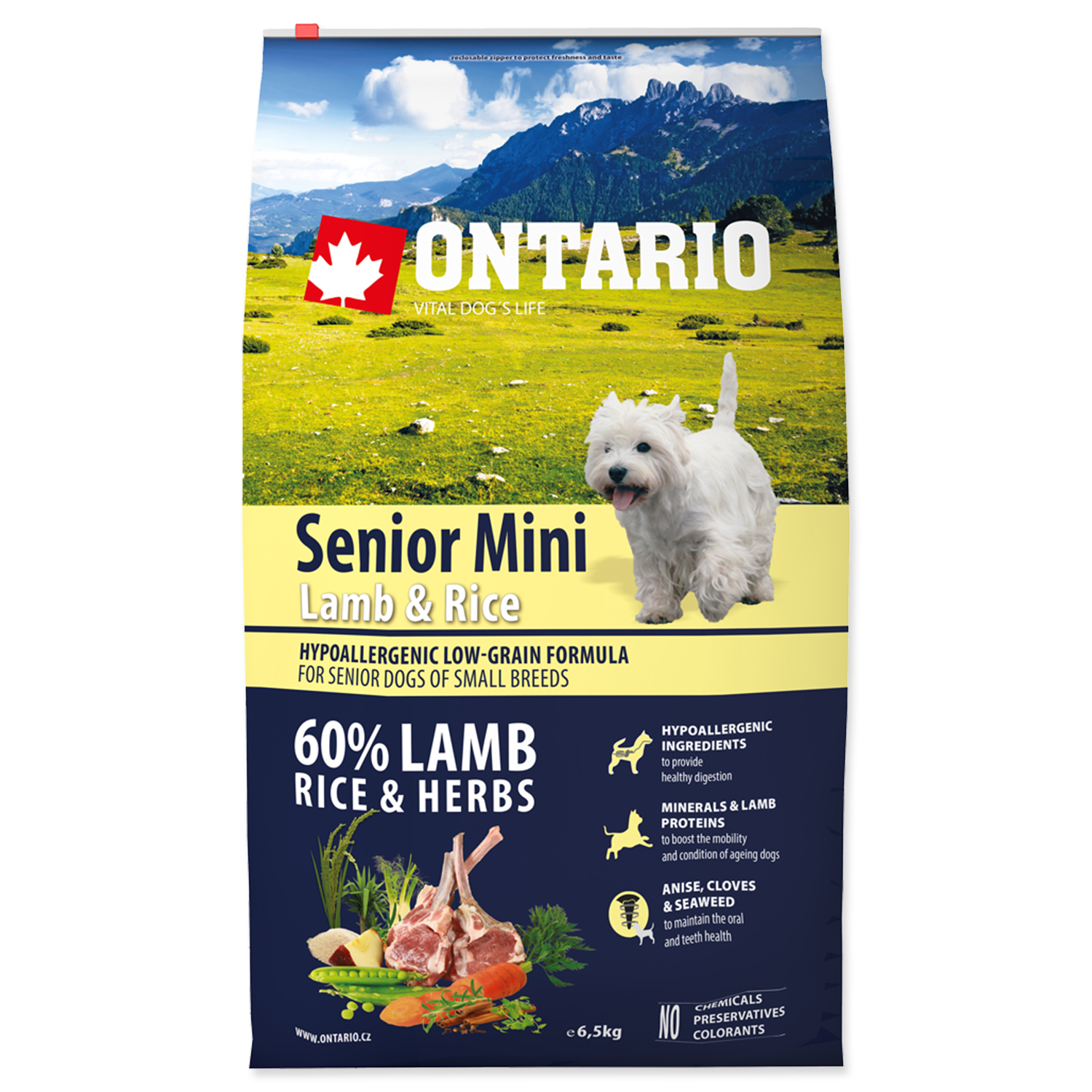 Levně ONTARIO Senior Mini Lamb & Rice Velikost balení: 6,5kg