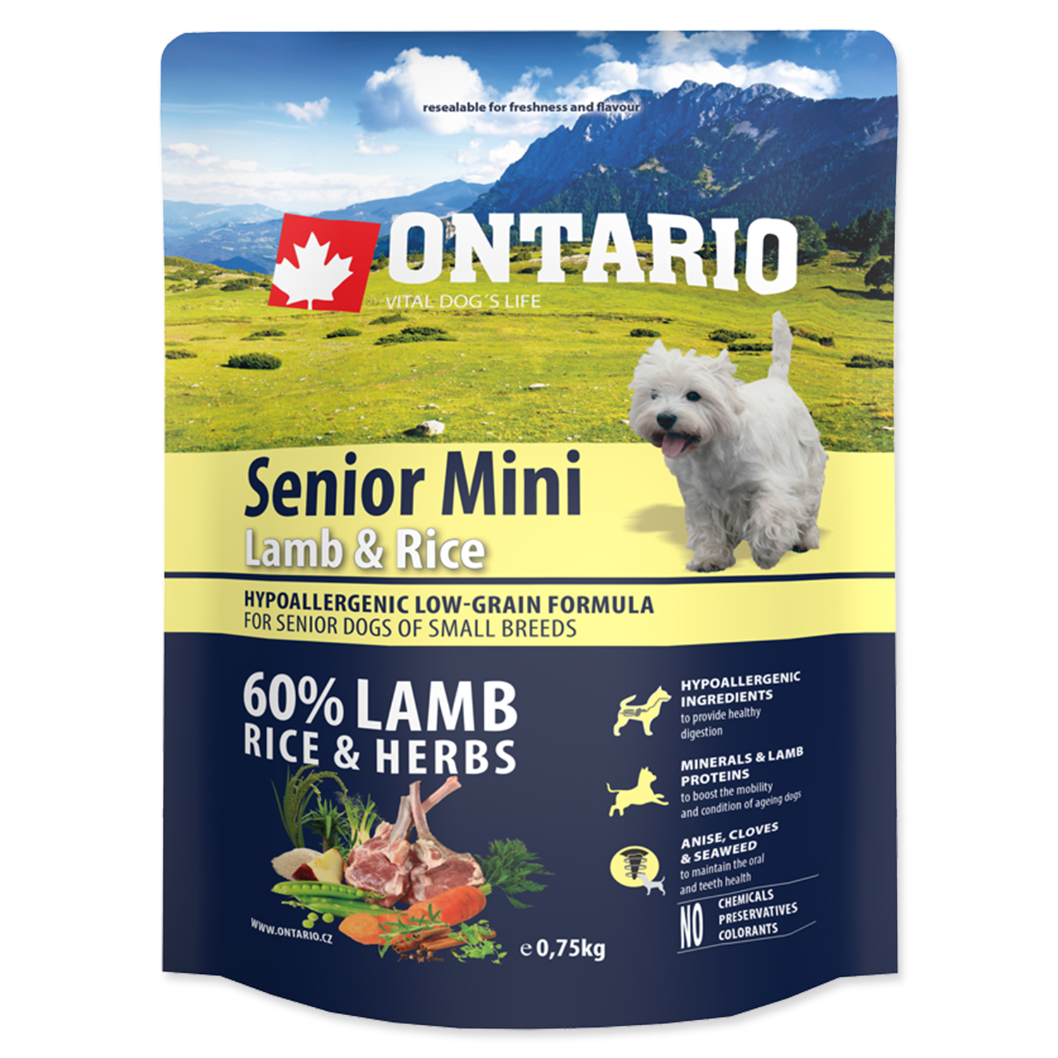 Levně ONTARIO Senior Mini Lamb & Rice Velikost balení: 0,75 kg