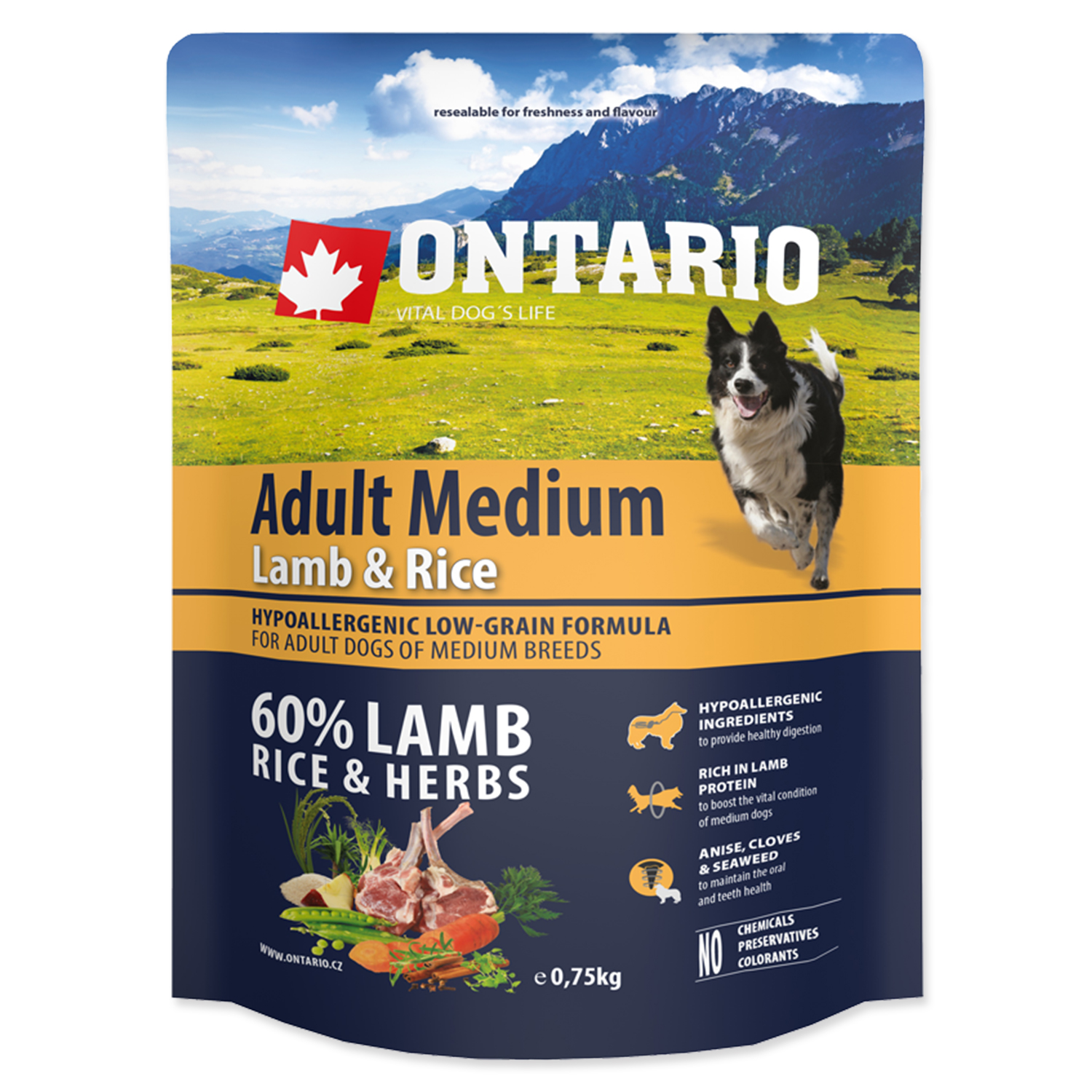 Levně Ontario Adult Medium Lamb & Rice Velikost balení: 0,75 kg