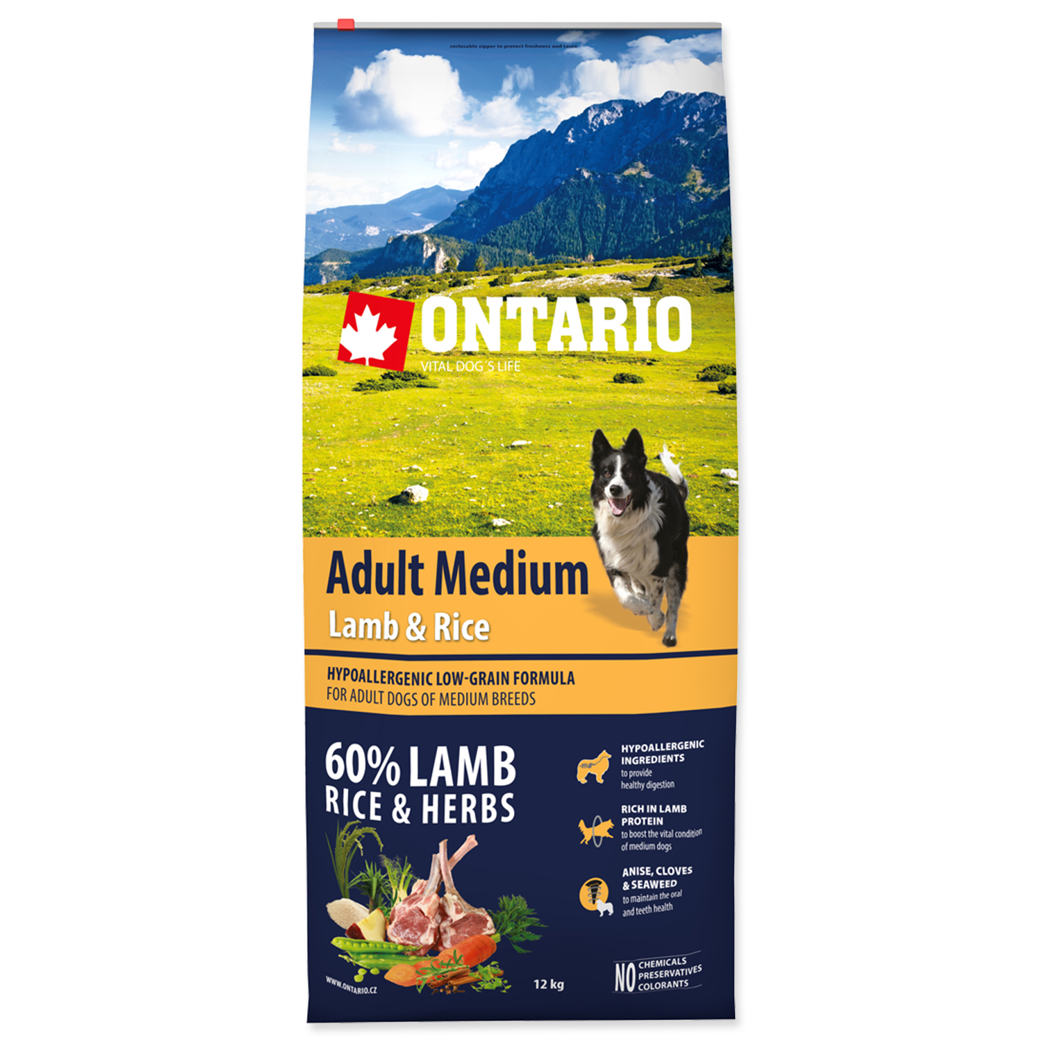 Levně Ontario Adult Medium Lamb & Rice Velikost balení: 12kg