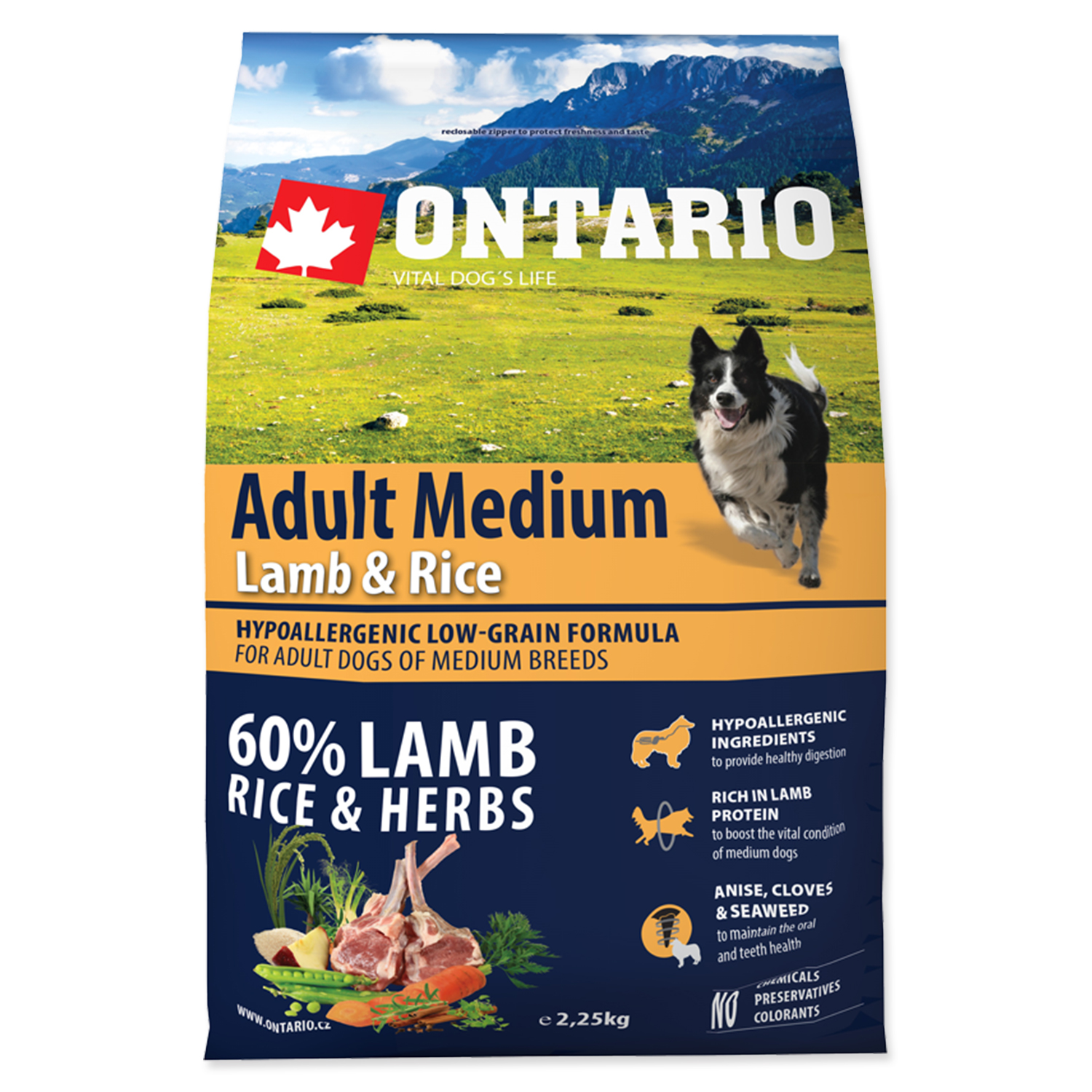 Levně Ontario Adult Medium Lamb & Rice Velikost balení: 2,25 kg