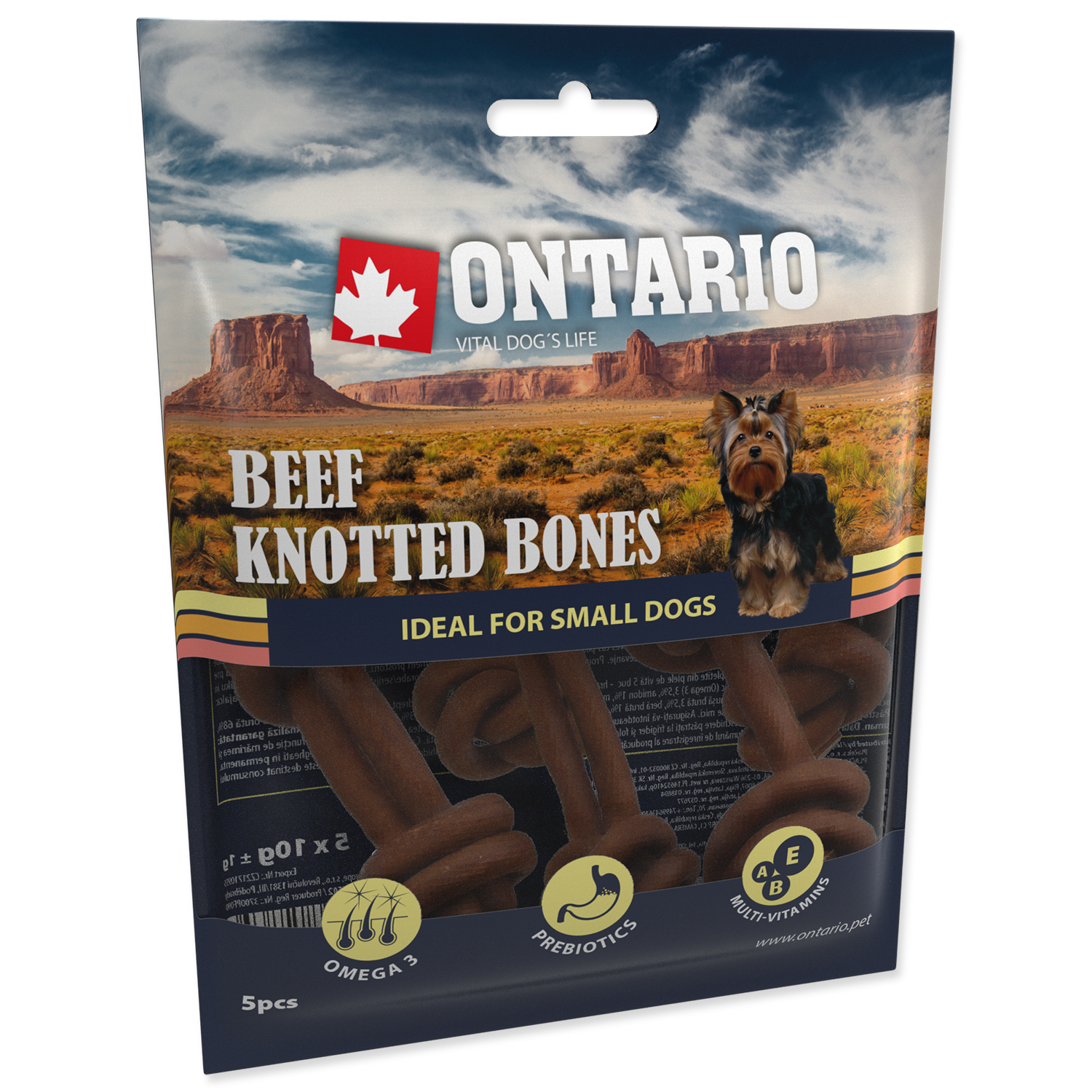 Levně Snack ONTARIO Dog Rawhide Bone 7,5 cm 5 ks