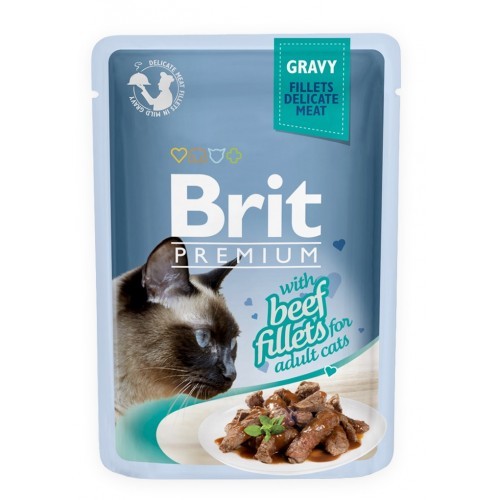 Levně Brit premium 85g cat kaps.filety s hovězím ve šťávě