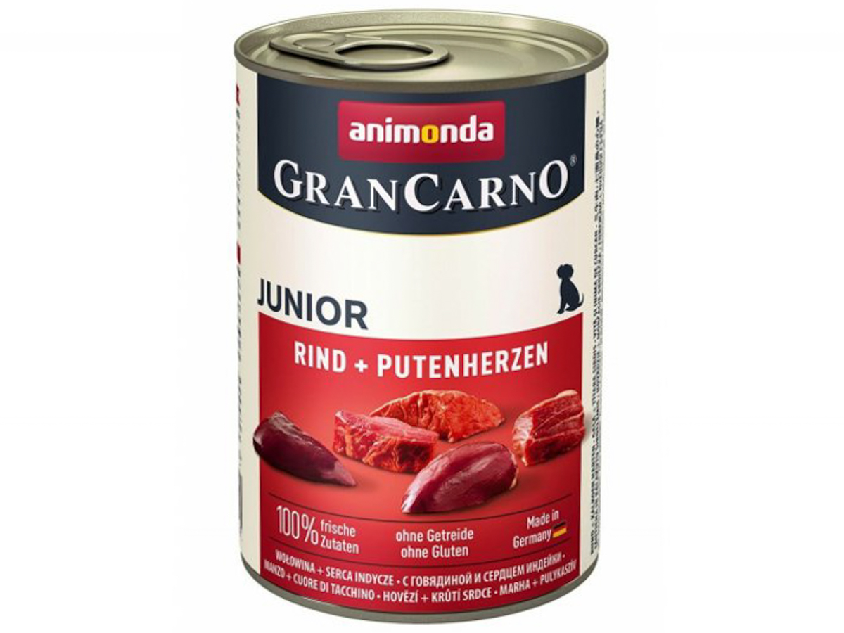 Levně Konzerva Animonda GranCarno Junior hovězí + krůtí srdce 400 g