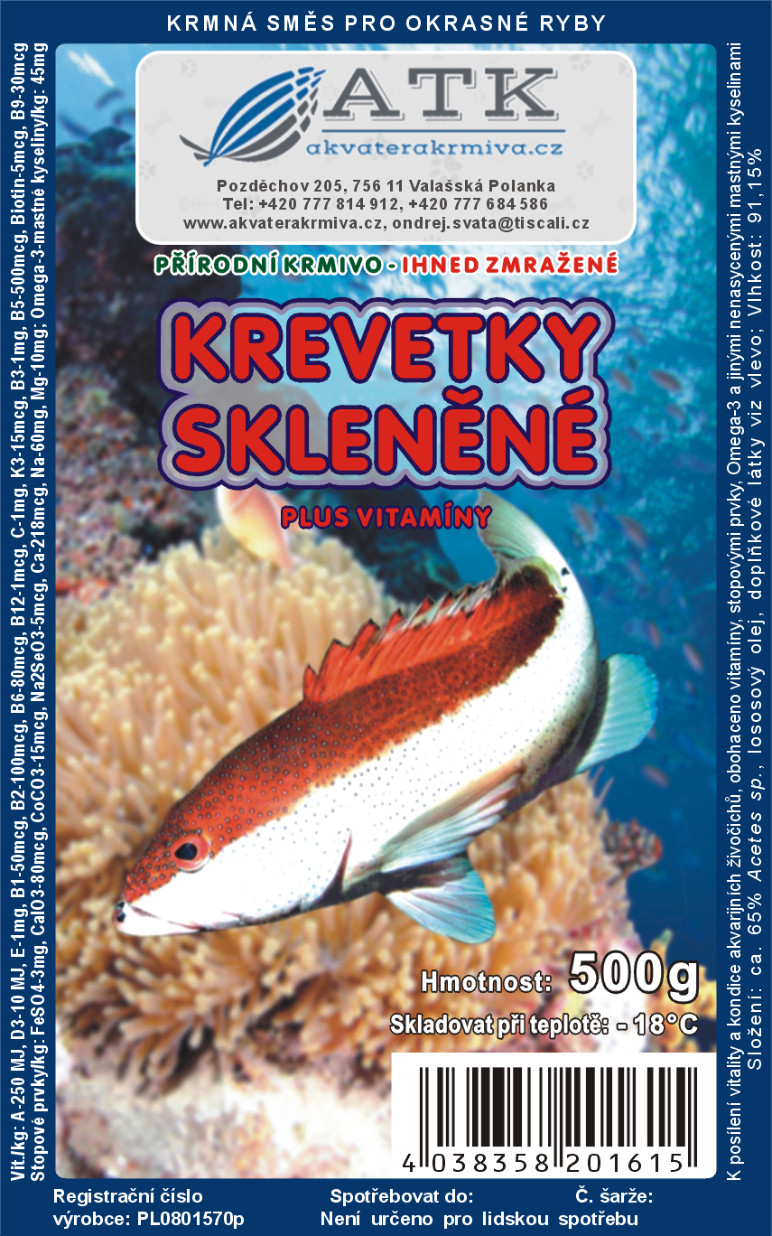 Levně Mražené krevetky skleněné 500 g tafle