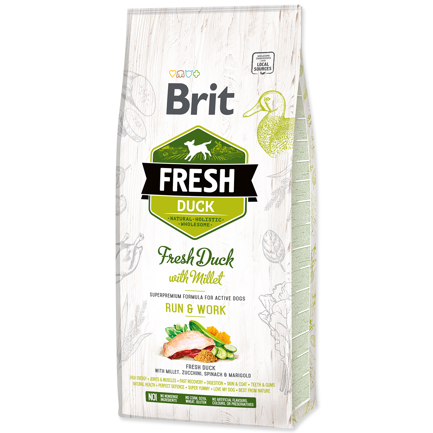 Levně BRIT Fresh Duck with Millet Active Run & Work 12kg