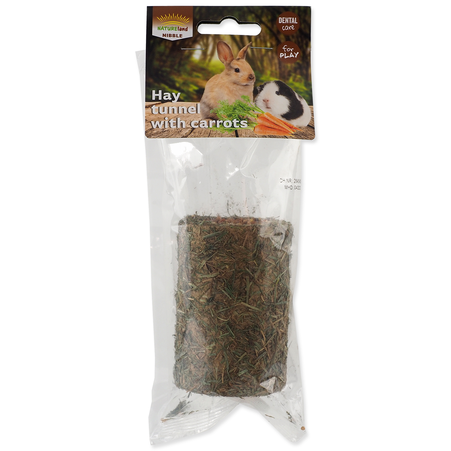 Levně Tunel NATURE LAND Nibble ze sena plněný mrkví 125g