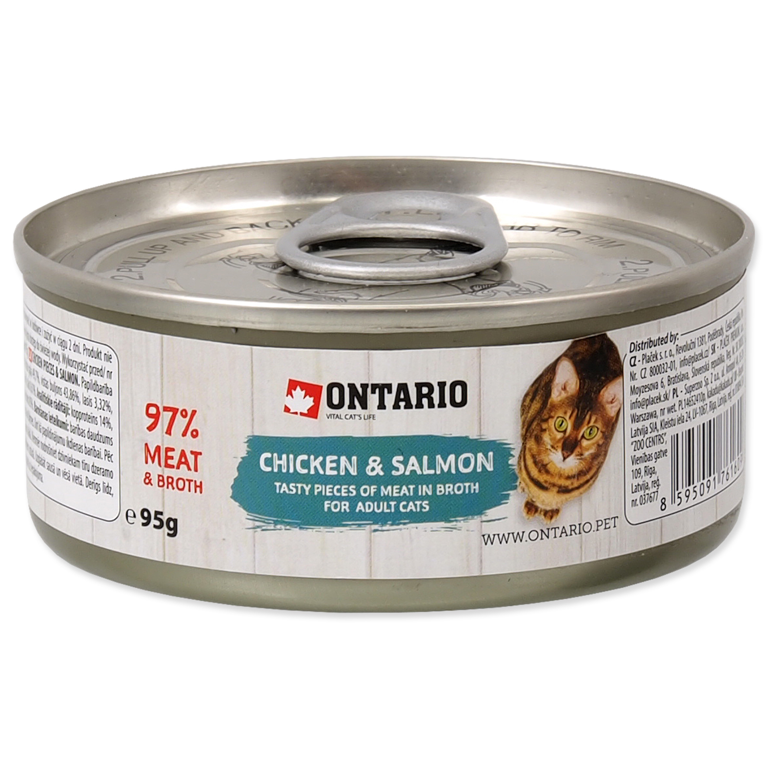 Levně Konzerva ONTARIO Cat Chicken Pieces + Salmon 95 g