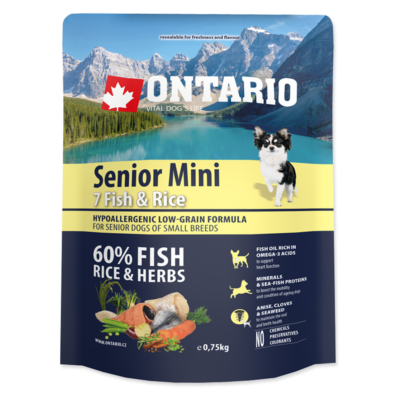 Levně ONTARIO Senior Mini Fish & Rice Velikost balení: 0,75 kg