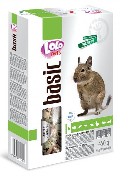 Levně LOLO BASIC kompletní krmivo pro osmáky degu 450 g krabička