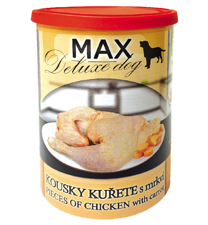 Levně Konzerva Max Deluxe Kousky kuřete s mrkví 400 g