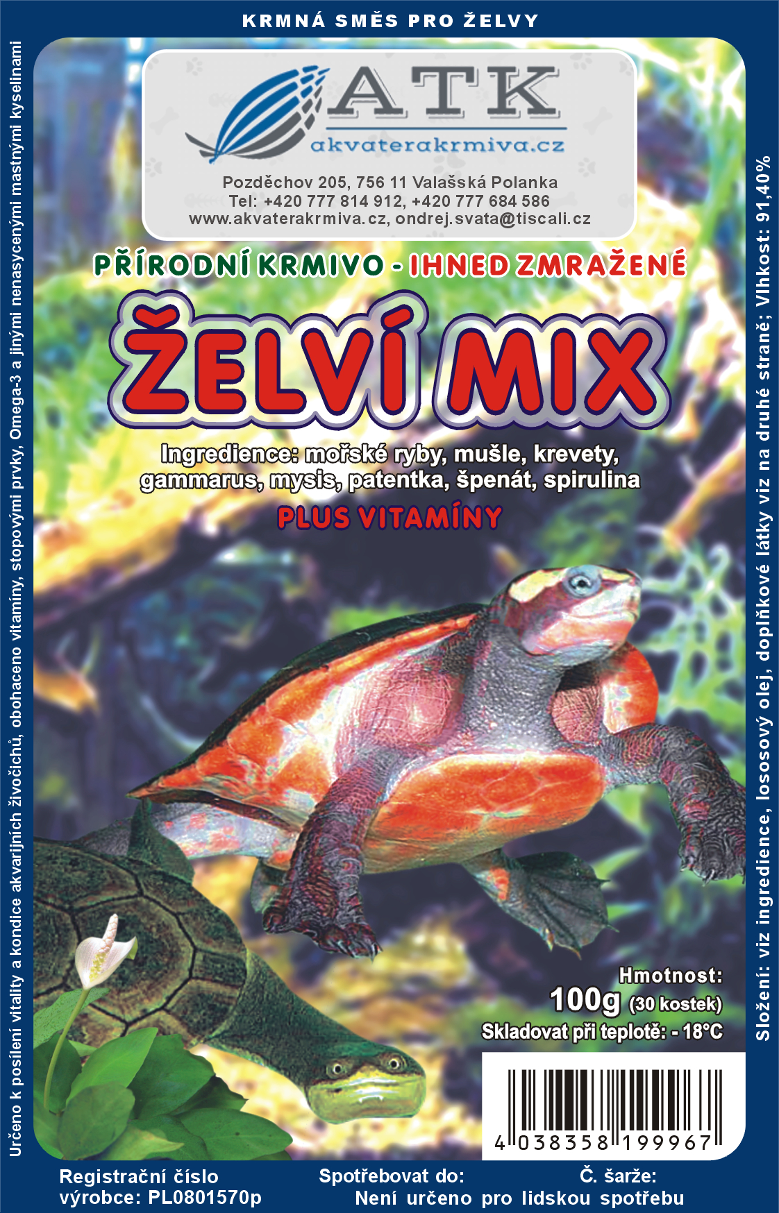 Levně Želví mix 100 g BLISTR - mražené krmivo pro želvy