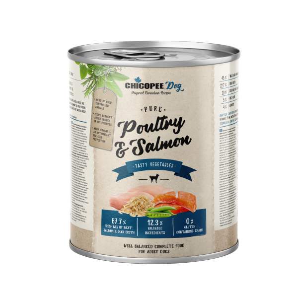 Levně Konzerva Chicopee Dog Pure Poultry & Salmon 800g