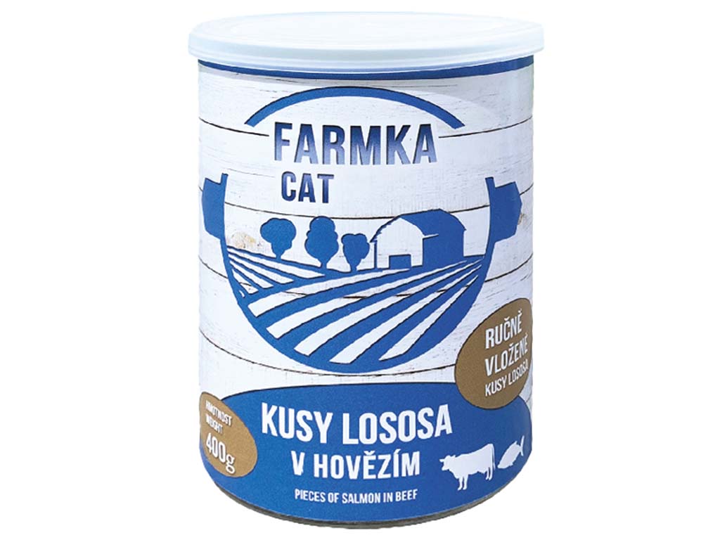 Levně FARMKA CAT kusy lososa v hovězím 400 g