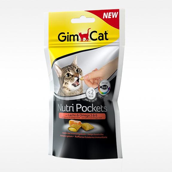 Levně GIMCAT Nutri Pockets losos a omega3 60 g