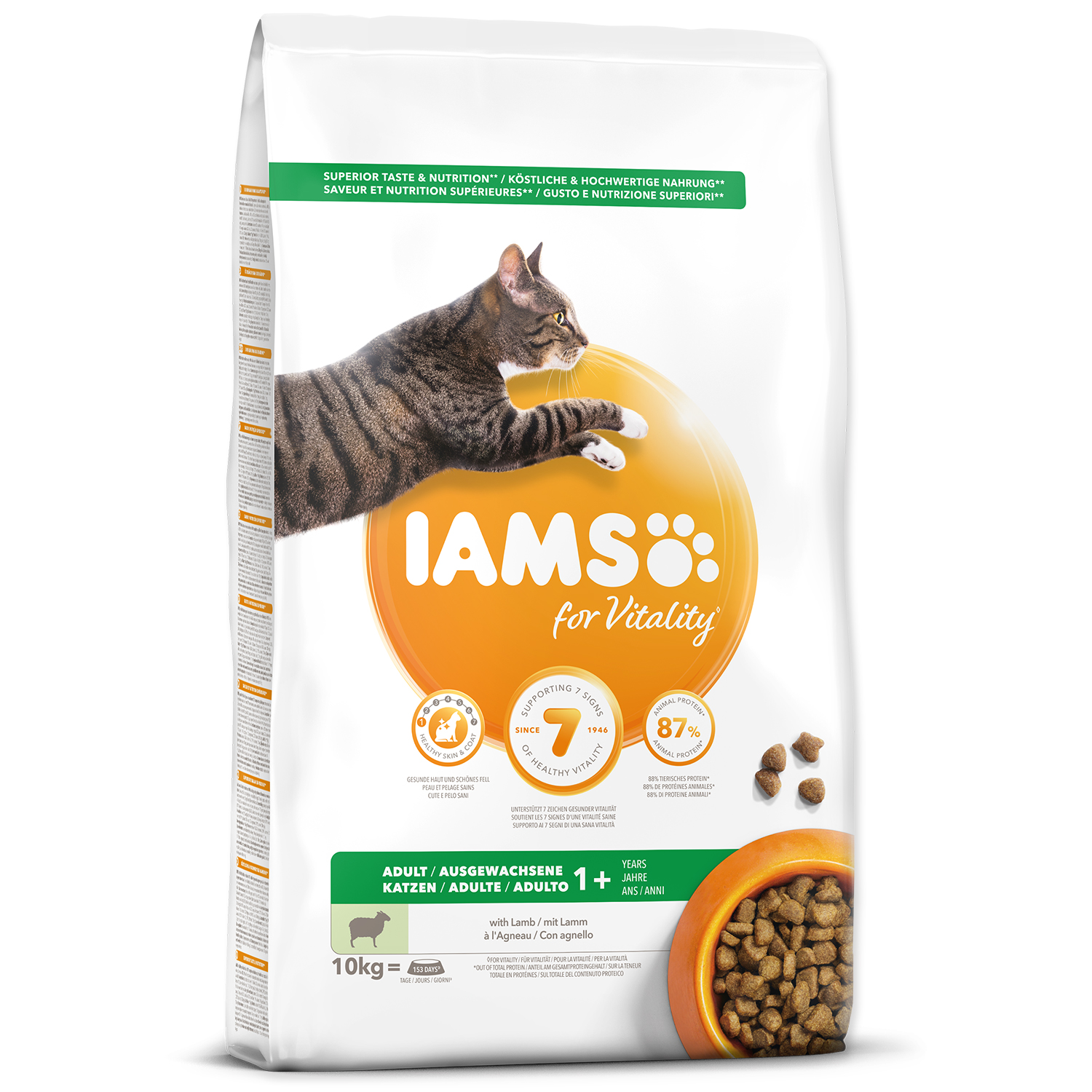 Levně IAMS for Vitality Adult Cat Food with Lamb 10 kg