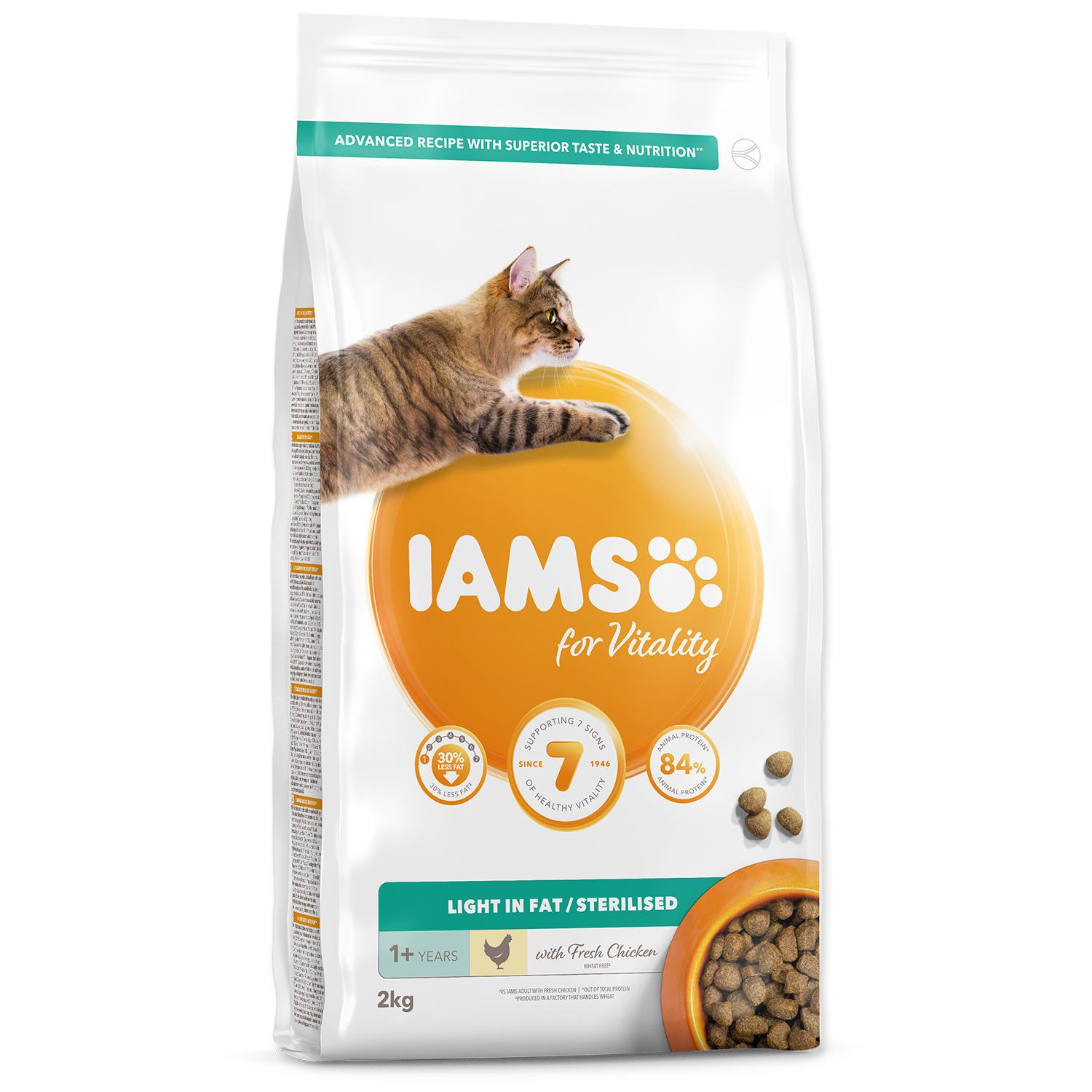 Levně IAMS for Vitality Weight Control Cat Food with Fresh Chicken 2 kg