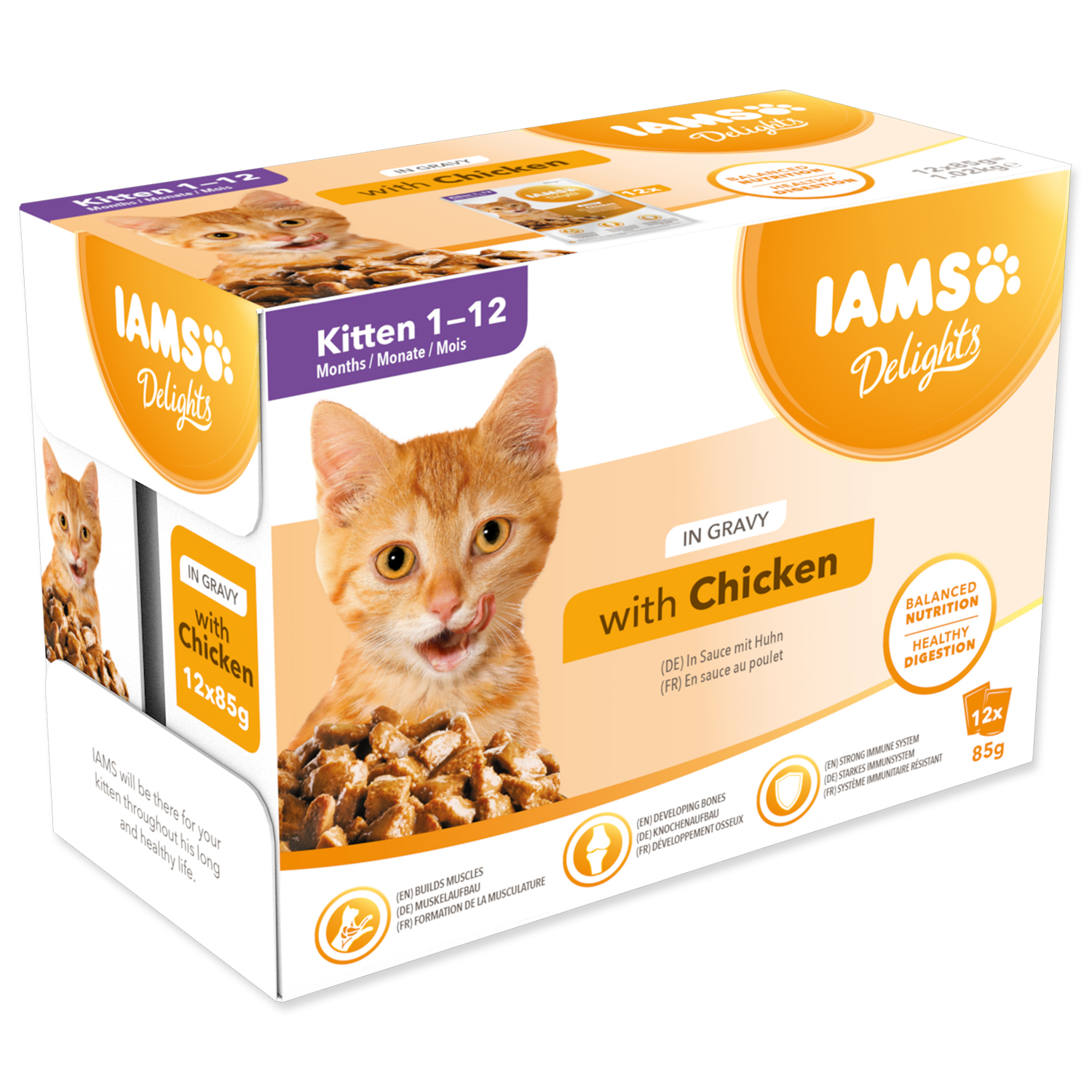 Levně Kapsička IAMS Delights kitten kuře v omáčce multipack (12x85gr)