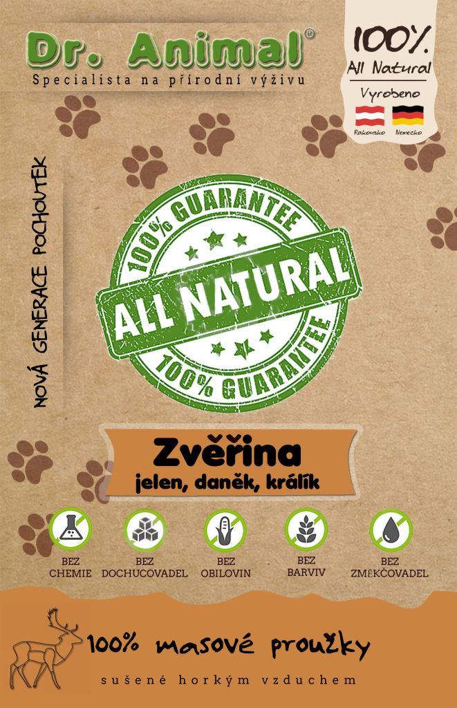 Levně Dr. Animal - zvěřina (jelen, daněk, králík) proužky 80 g