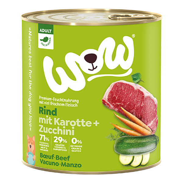 Levně Konzerva WOW Hovězí s karotkou Adult 800 g