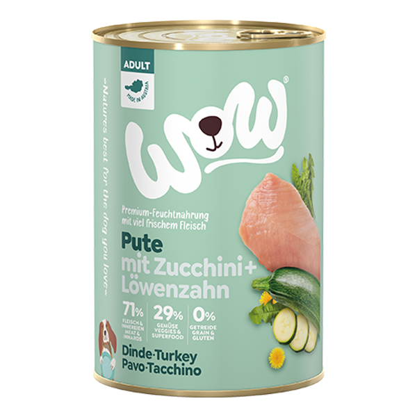 Levně Konzerva WOW Krocan s cuketou Adult 400 g