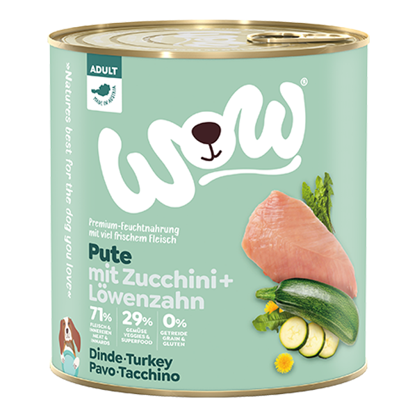 Levně Konzerva WOW Krocan s cuketou Adult 800 g