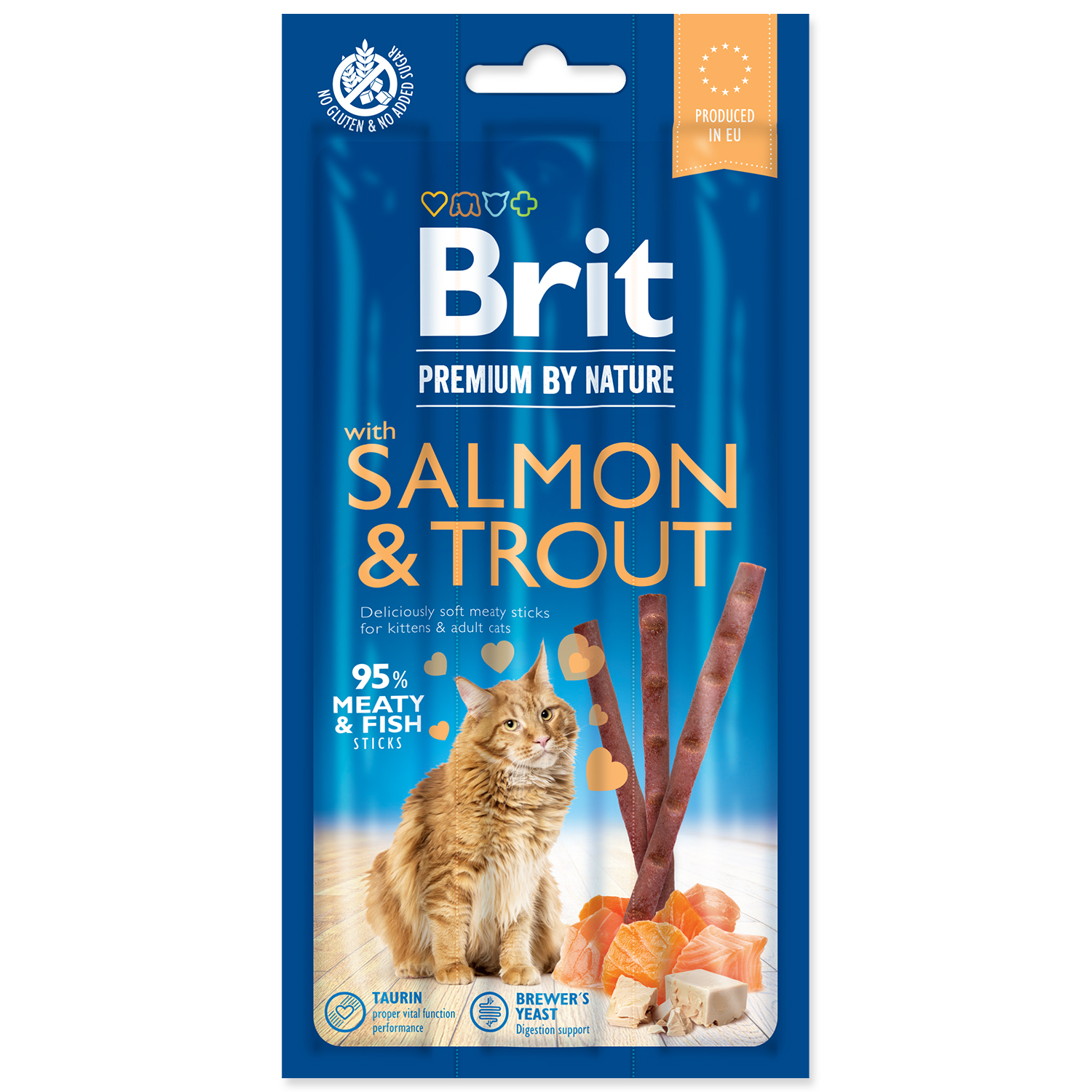 Levně BRIT Premium by Nature Cat Sticks with Salmon & Trout 3 ks