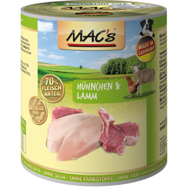 Levně Mac's Dog konzerva kuře a jehně 400 g