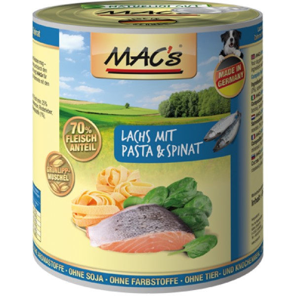 Levně Mac's Dog konzerva losos a špenát 400 g