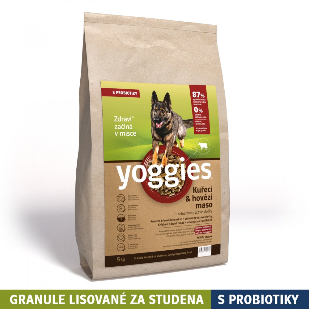 Levně Yoggies granule Kuřecí a hovězí 5kg