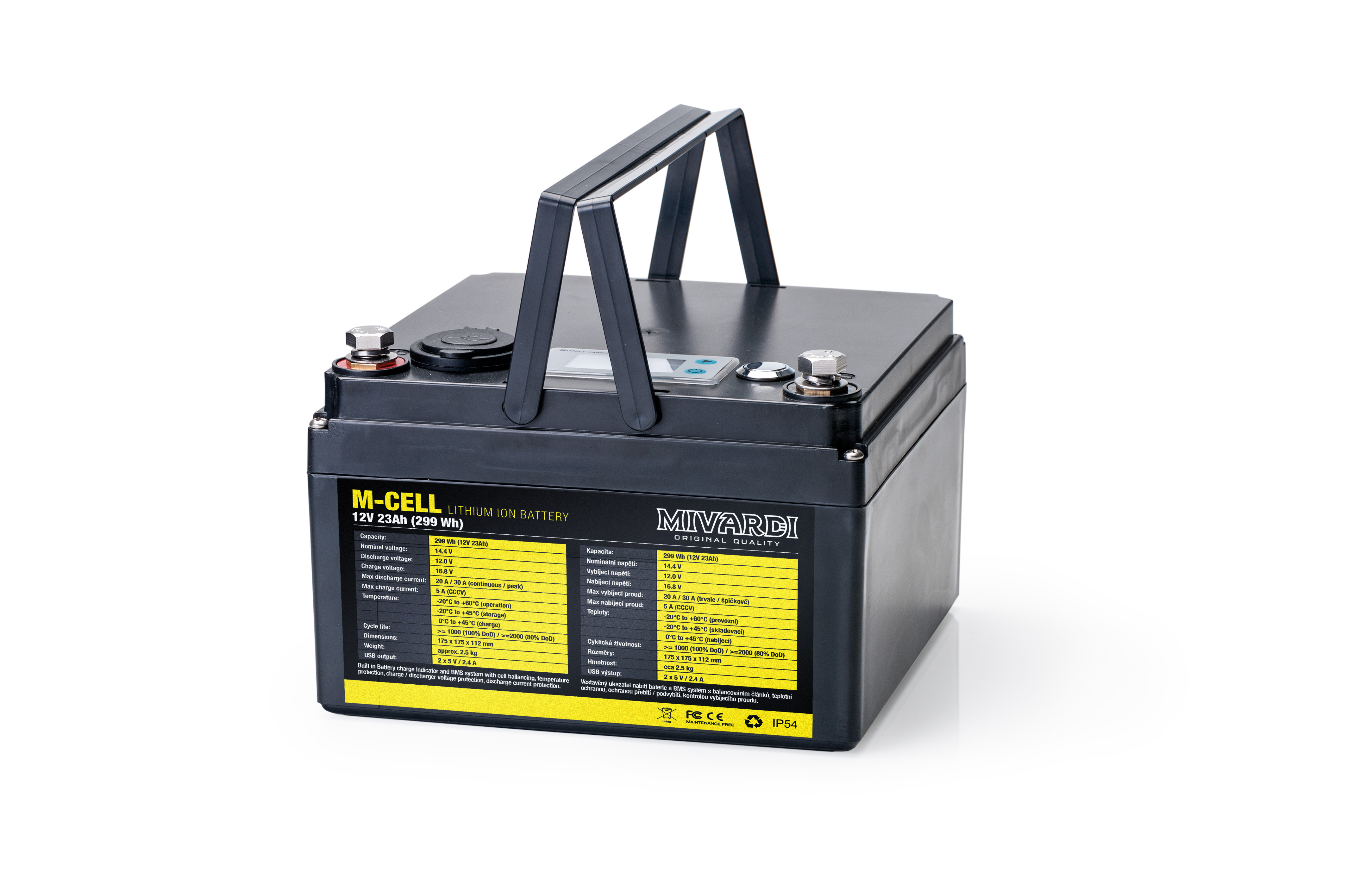Levně Lithiová baterie M-CELL M-CELL 12V 23Ah + 5A nabíječka