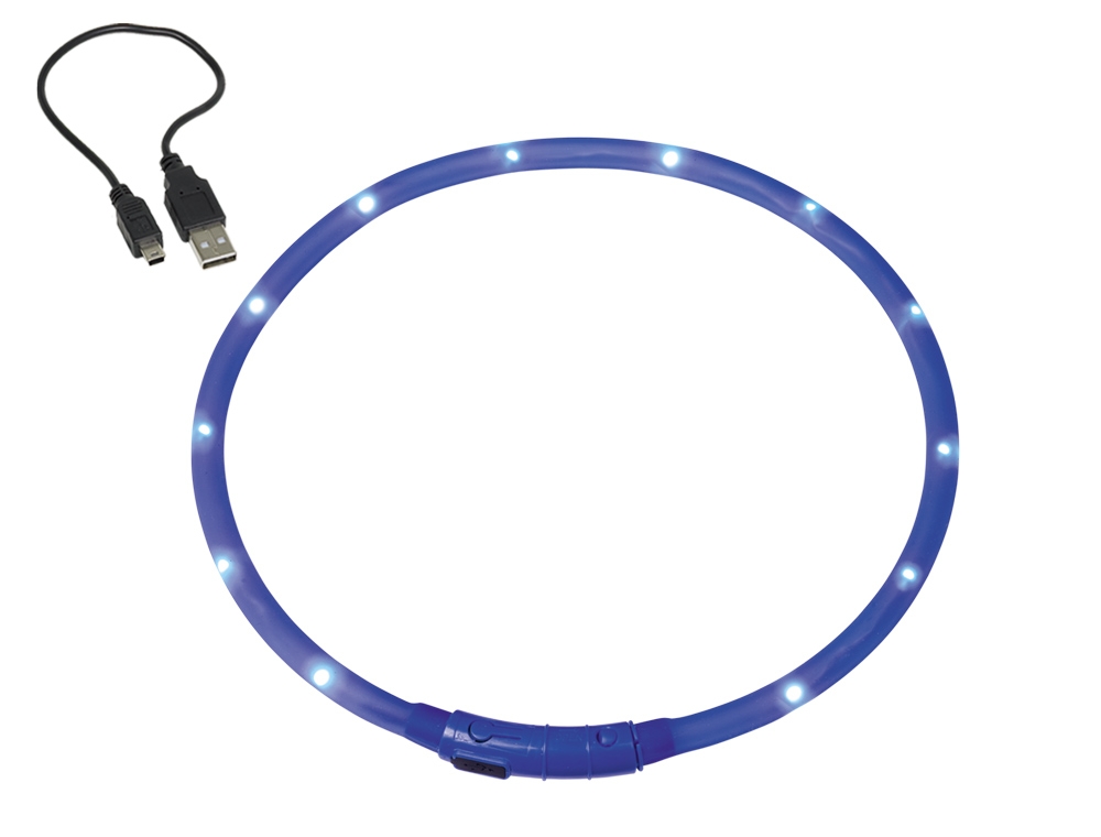 Levně Nobby Led Visible svítící kroužek silikon modrá 70cm